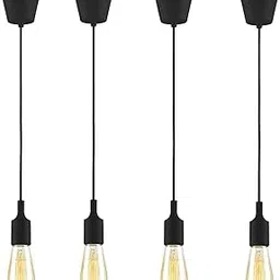 DECOFOLD Black Edison Lamp Silicone Cord Vintage Pendant Light E26/ E27 Ceiling Hanging Cord Lamp Holder (Without Bulb, Pack of 4)-picture-13