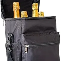 outer woods Insulated 4 Bottle Cooler Bag | 6+ Hours Cooling | Beverage Cooler Bag | 4 Units of Ice Gel Packs Included (Black)-picture-17