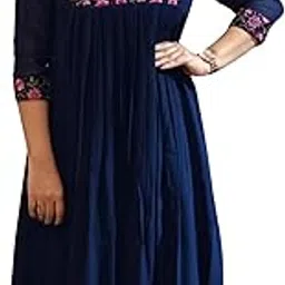 Ethnic Embroidery Print U-Neck Kurti for Women – Elegant Georgette, Crepe & Velvet Top for Office, Festive-image-62
