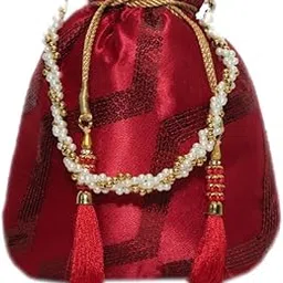 Premium Women's Red Potli Bag Purse for Party Wedding-image-2