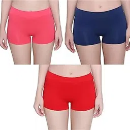 lorliva Pack of 3 Women's Full Comfortable Cotton Lycra Blend High Rise Pull On Free Size Boy Short Panty (Multicolor 4, 6 & 7) - A1602-picture-40