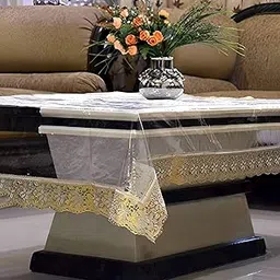 Kuber Industries Center Table Cover for 4 Seater | PVC Golden Lace Tea Table Cover | Center Table Cloth for Living Room | Hall | CTC | 40x60 | Gold-picture-39