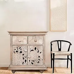 Goldview Furniture Solid Wood Storage Cabinet – Decorative & Functional Accent Cabinet with Carved Panel Design for Living Room, Bedroom, or Hallway-image-63