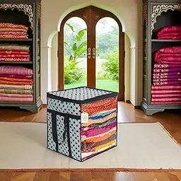 SHAPING FABRIC Saree Storage Bag | Premium Wardrobe Cloth Organizer Box | Large Garment Cover with Polka Dot Design | Durable Fabric, Transparent Window | Pack of 1 SF-SSB-1151-picture-16