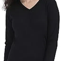 fleximaa Women's Cotton Plain V Neck Full Sleeve T-Shirt-picture-32