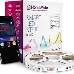 HomeMate RGBIC Dreamcolor LED Strip, 5 Meters, App Control with Segmented Control Smart Color Picking, Music LED Lights | Works with Amazon Alexa, Google Assistant and Siri image 1