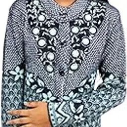 Women's Floral Print Cardigan Sweater, Navy Blue and White Pattern, Long Sleeve-image-69