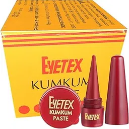 Eyetex Red Kumkum Paste 10 PICES + 1 FREE Eyetex Pallavi Deluxe sindoor | 10 Red Kumkum Paste with Free sindoor stick-image-1