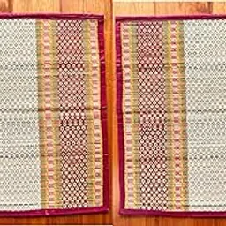 KalaTree Handmade Natural River Grass Yoga Exercise Fitness Mats | Multicolour Chatai mat for Pooja Prayer Sitting Meditation Picnic | Set of 2 - Sangreal Maroon-picture-10
