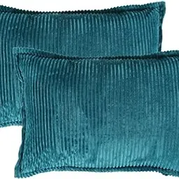 RD TREND® Presents Velvet 250 GSM Self Stripe Pillow Cover Set of 2 with Zipper, Size -18" x 28" Inches (45x71 Cm) (Crash Blue)-picture-19