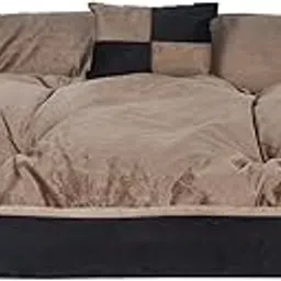 slatters be royal store Reversible Dual Ultra Soft Velvet Luxury Sofa Bed Pet Bed Dog Bed Cat Bed Puppies Puppy Bed Rabbit Bed (Dimensions Length 110*Width 80*Height 20 In Cm), Chocolate Black, xxl image 1