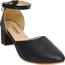 Women's High Bottom Block Heel Cotas Belly with The Heel Height of 2.5 Inch 52.9003 Black-image-50