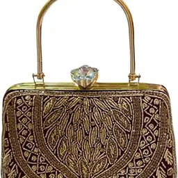 sea mount Clutch for Women ? Handcrafted Embroidery, Gold Beads, Diamond Lock & Metal Handle-picture-10