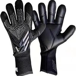 Ubervia Goalkeeper Gloves, Youth Football Professional Men's Latex Finger Protection 7 Yards, Black-picture-14