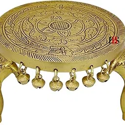 Chowki Brass Pooja Idol, Chowki for Puja Size of Big, Brass Chowki Big Size, Showpieces, Home Living Decoration-picture-28