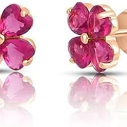 zavya 925 Sterling Silver Pink Floral Rose Gold Plated Earrings | Gifts For Women And Girls | With Certificate of Authenticity and 925 Hallmark |Rakhi Gift for Sister image 1