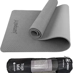Jumprfit Yoga mat for Women and Men with Cover Bag Extra Thick Exercise mat for Workout Yoga Fitness Pilates and Meditation, Anti Tear Anti Slip (Grey, TPE 8-mm)-image-26