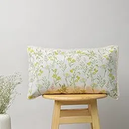 The Yellow Dwelling Tulip Garden 100% Cotton Premium Lumbar Cushion Cover with Zipper Closure - 12" X 20"- Primrose Yellow|Prewashed, Preshrunk|Oeko Tex Certified|Easy Care-Machine Washable-picture-50