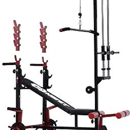 Multifunctional 20-in-1 Workout Bench for Home with Advanced Lat Pulldown System, Dual-Function Leg Extension and Leg Curl Station, Parallel Dips Handles, Chest Fly Mechanism, Adjustable Incline–Flat–Decline Backrest and Heavy-Duty Barbell Rack for Complete Full Body Strength Training-image-70