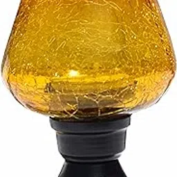 Pure Source India Crackle Glass Tealight Candle Holder - Decoration Item for Home, Yellow-picture-23