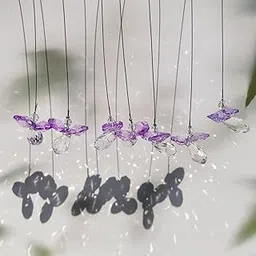 7pcs Mini Purple Guardian Angel Suncatcher Crystal Glass Prisms Rainbow Maker Octagon Pendant Hanging Ornaments Sparkling for Window Car Rearview Mirror(Purple-Small) image 1