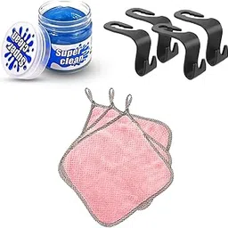 Oblivion Car Cleaning Kit Combo 8 Pcs – Cars Backrest Hanger for Support 4 Pc, Super Clean Magic Gel Cleaner 1 Pc & Big Washable Kitchen Towel 3 Pc Combo – Multi-Purpose Comfort, Interior Clean Use-picture-51