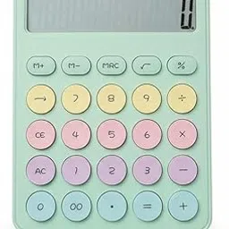 Pastel Green Calculator with Soft Touch Colourful Buttons & LCD Display, Perfect for Study, Office, Birthday Gifts & Return Gifts image 1