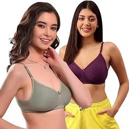 manchi fashion Seamless T-Shirt Bra for Women & Girls | Non-Padded, Wire-Free Cotton Comfort Lingerie, B-Cup (32B-40B) Combo Pack of 2-picture-54