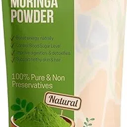 Blessing Herbs Moringa Powder, 100% Pure Natural Supplement, 200g Pouch, Energy Boost, Blood Sugar Control, Digestion Support, Healthy Skin and Hair image 1