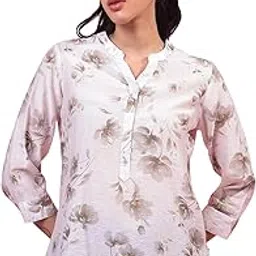 crimsoune club Women's Off White Floral Print V-Neck 3/4th Sleeves Top-picture-39