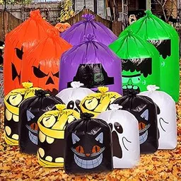 15pcs Halloween Lawn Leaf Bags, Halloween Pumpkin Garden Leaf Bags Ghost Yard Leaf Bag Mummy Halloween Leaf Bags Black Cat Halloween Waste Trash Garbage Bag with Twist Tie for Outdoor Decorations-picture-23