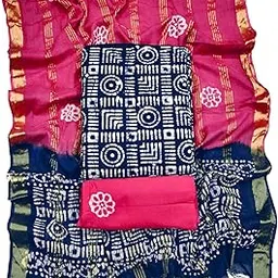 arenca Dress Material for Women Cotton Pure| Unstitched Suit set for Women| Churidar Material Set for Women| Handcrafted Batik Print| Complete with Bottom & Coordinated Dupatta|-picture-54