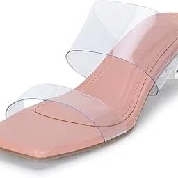 deeanne london Women's (DN-99) Two Strap Transparent Round Heel image 1