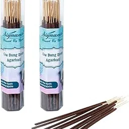 SIGNAMIO® Pure Organic Cow Dung Dhoop Agarbatti with Natural Herbs & No Charcoal,Incense Sticks,Agarbatti for Pooja,Desi Cow Dung Dhoop Batti,for Home,Office-(100g x 2 Bottle)-image-54
