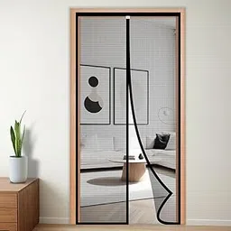 TurtleGrip Fiberglass Door Mosquito Net with Full Frame Hook & Loop (200x95cm, Black)-picture-35