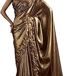 peachmode Women's Zarkan Sequin & Bead Work Satin Silk Saree with Unstitched Blouse Piece | Latest Stylish Trendy Ladies Design New Sari Enthic Casual Office Wear Fancy Sarees for Women Free Size-picture-10