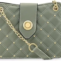 fastrack Chic Studded Quilted Sling Bag for Women | Crossbody with Zipper & Magnetic Button Closure, Metallic-Detail Strap & Utility Pocket | Stylish Everyday Shoulder Bag for College & Casual Outings-picture-28