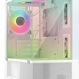 FRONTECH Premium Snowy Gaming Computer Cabinet/Gaming Computer Case with RGB Fan and Tempered Glass - High Performance| USB 1.1| USB 3.0| Washable Dust Filter| HD Audio (FT-4288, White)-image-13