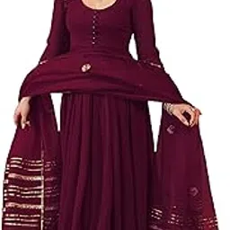 anni designer Women's Rayon Blend Anarkali Solid Kurta with Pant & Dupatta-picture-46