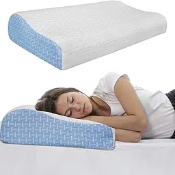 Memory Foam Bed Pillow,1 PCS Pillow Adaptive Pillows for Neck Pain Relief,Medium Firm Pillow for Side,Back,and Stomach Sleepers Keep Pressure Relief to Deep Sleep (Blue) image 1