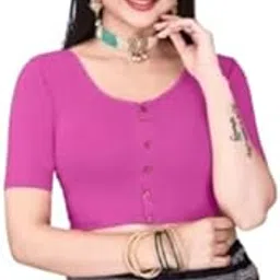 Women's Classic Round Neck Button Front Short Sleeve Crop Blouse, Casual Style-picture-30