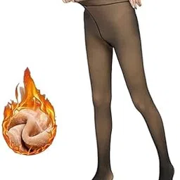 cotson ;lasting wear in every pair Cotson Dual Tone Ankle Length Fake Translucent Warm Fleece Leggings for Women | Warm Sheer Dual Tone Thick Tights | Women's Thermal Extra Thick Warm Double Lined Stretch Thermal Leggings image 1