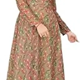 creative sala & banevi Women's Floral Printed Anarkali Kurti Gown with Panchkoni Neck & Long Sleeves, Georgette Fabric-picture-41