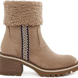 london rag Faux Fur & Embroidery Detail Boots-picture-25