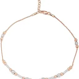 zavya 925 Sterling Silver Modest Bar Dual-Colour Plating Chain Anklet (Single) | | Gift for Women & Girls | With Certificate of Authenticity & 925 Stamp-picture-30