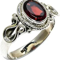 Garnet, Natural Gemstone Rings, 92.5 Sterling Silver Ring, Women For Rings, (3.2 gm)-image-13