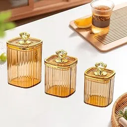 bnf 3Pcs Appetizer Food Bowl Airtight Food Storage Container for Dining Room Nut Amber 4 Gold Point|Kitchen Storage & Organization | Food Storage Containers-picture-39