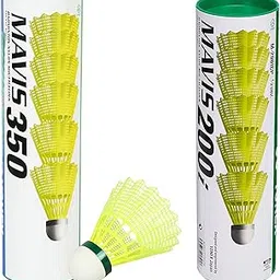 Yonex Mavis 350 Green Cap Nylon Shuttlecock (Yellow) & Mavis 200i Nylon Shuttle Cock, Pack of 6 (Yellow) Combo-image-3