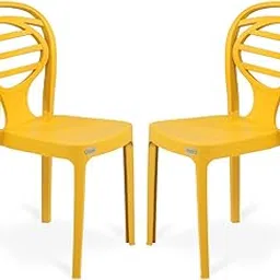 Oaknest Unboxing Furniture Supreme Oak Plastic Armless Chairs - Bearing Capacity 120 kgs (Royal Yellow, Set of 2)-picture-12