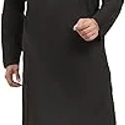 amazon brand - anarva Men's Cotton Solid Round Neck Kurta Long Sleeves Straight Knee Length Casual Shirt-picture-32